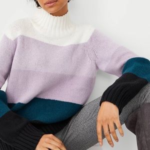 Ann Taylor Ombre Stripe Turtleneck Sweater
